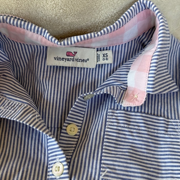 VINEYARD VINES GIRLS' TOP BLUE & WHITE, COLLAR 5/6 - Picture 2 of 4